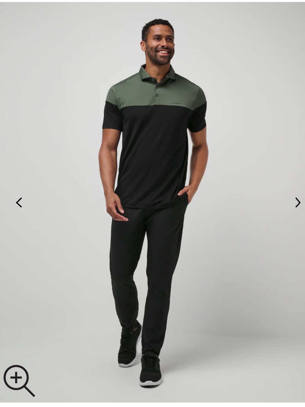 Travis Mathew Heater Pro Color Block Polo in Dark Olive - Picture 2 of 10